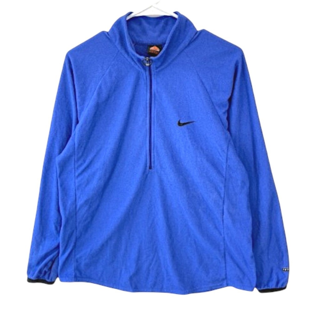 Nike ACG Therma Fit 1/4 Zip Fleece Pullover Jacket Womens L 12-14 Blue Vintage